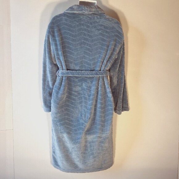 Blue Plush Wrap Bathrobe OSFM Spa Soft Travel Gift Cozy Gift Loungewear Bath - Picture 5 of 8